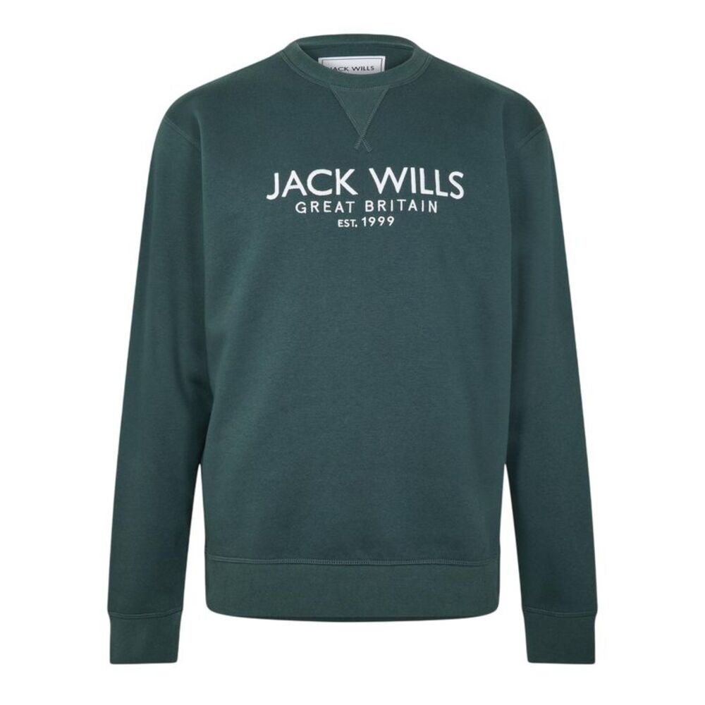 Jack Wills Mens Belvue Embroidered Logo Sweatshirt / Pine